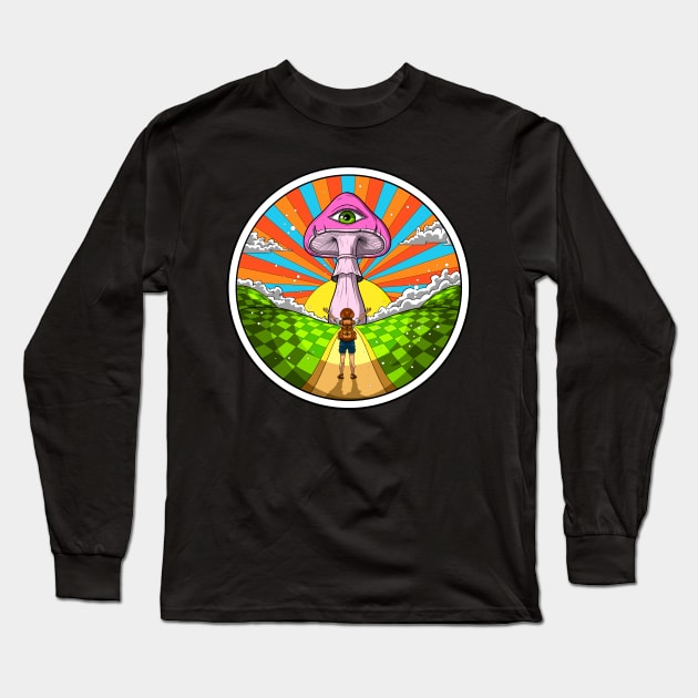 Hippie Magic Mushroom Long Sleeve T-Shirt by underheaven